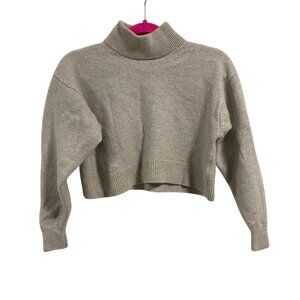 Aritzia Wilfred Free Harper Cropped 100% Wool Turtleneck Gray‎ Sweater Size M
